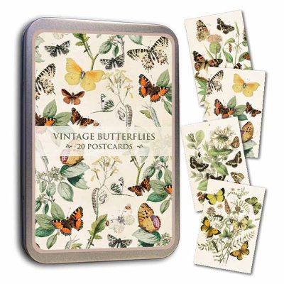 Vintage Post cards 20 pcs in tin box  Butterflies